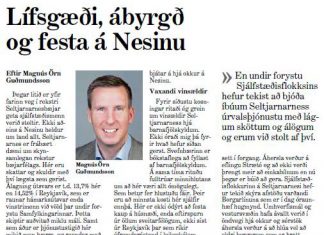 Lífsgæði, ábyrgð og festa á Nesinu. Grein eftir Magnús Örn Guðmundsson sem skipar 2. sæti á lista XD á Nesinu.